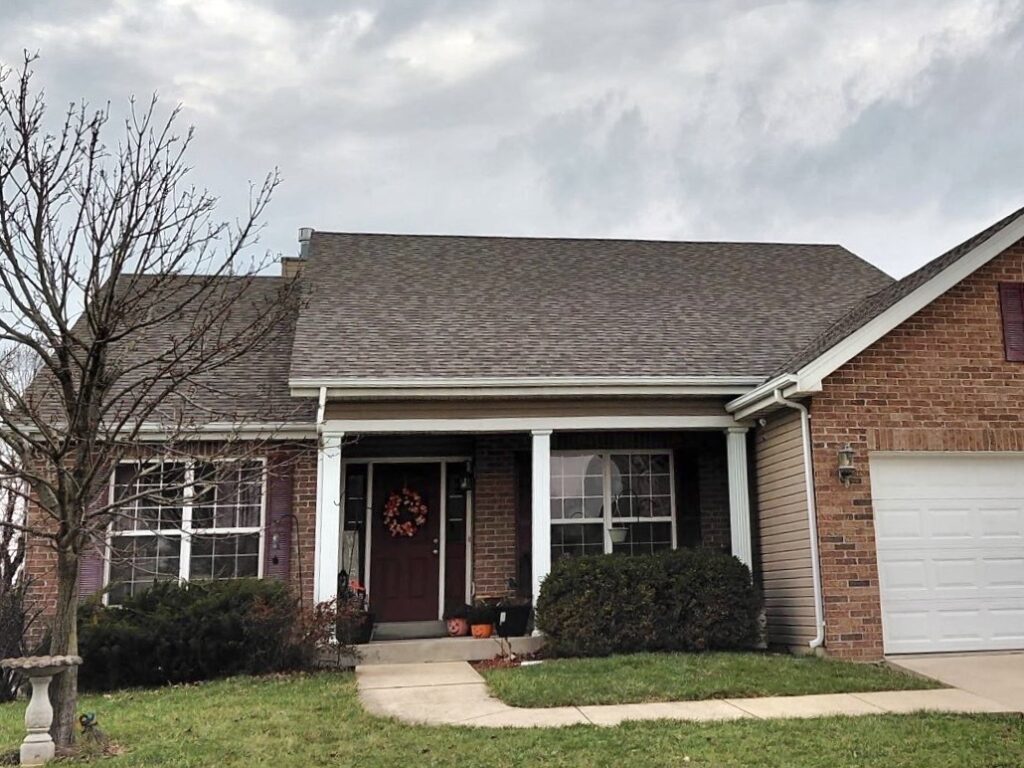 Residential roof replacement on a brick home in Belleville IL