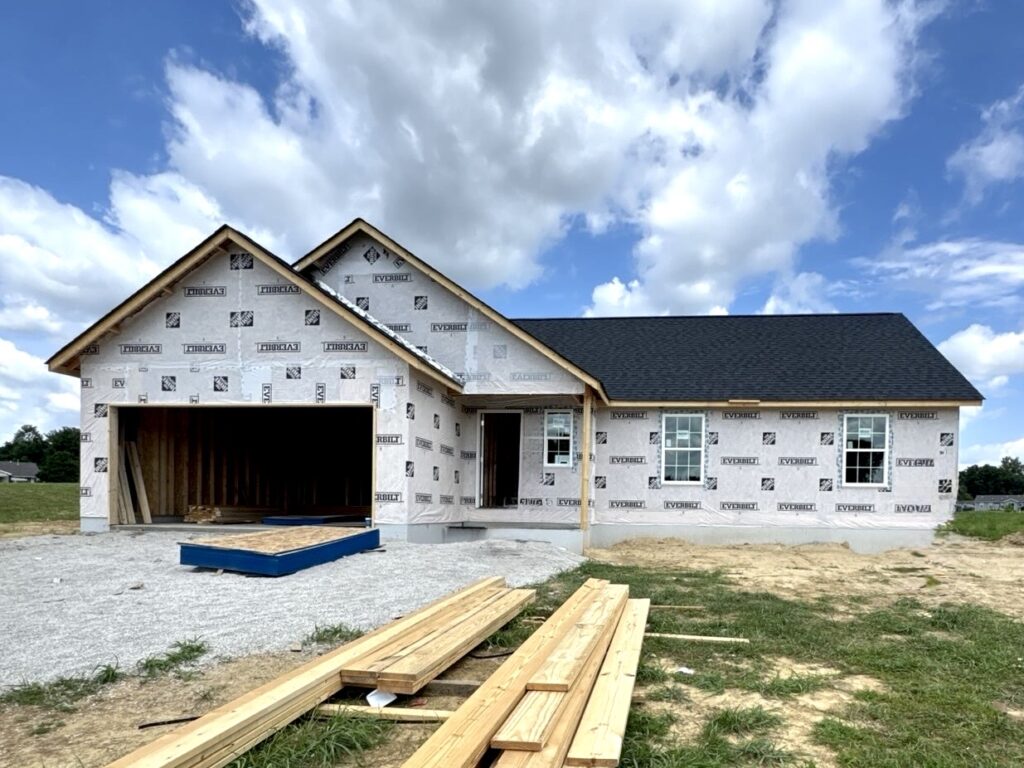New construction asphalt roof installed on a home in Fairview Heights, IL by Barringer Brothers Roofing.