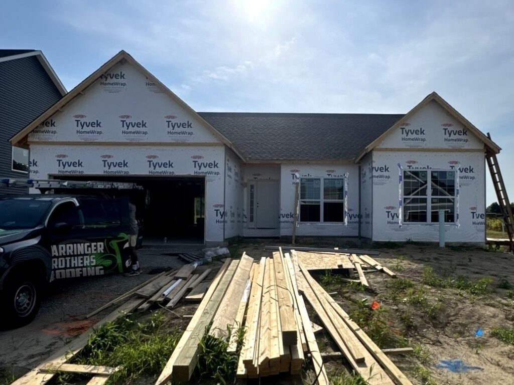 Asphalt roofing system installed on a new home in Swansea, IL by Barringer Brothers Roofing.