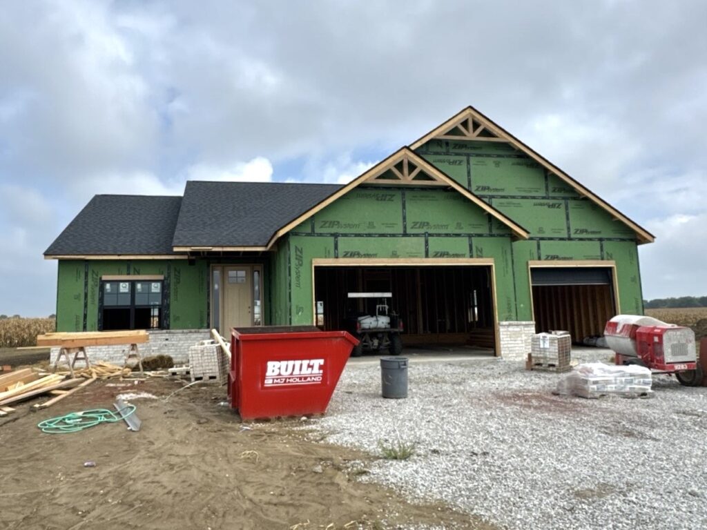 New construction asphalt shingle roofing installed by Barringer Brothers Roofing on a residential home in O'Fallon, IL